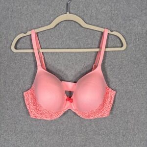 Victorias Secret Body Lined Perfect Coverage Bra 36D Hot Pink Lace Convertible‎